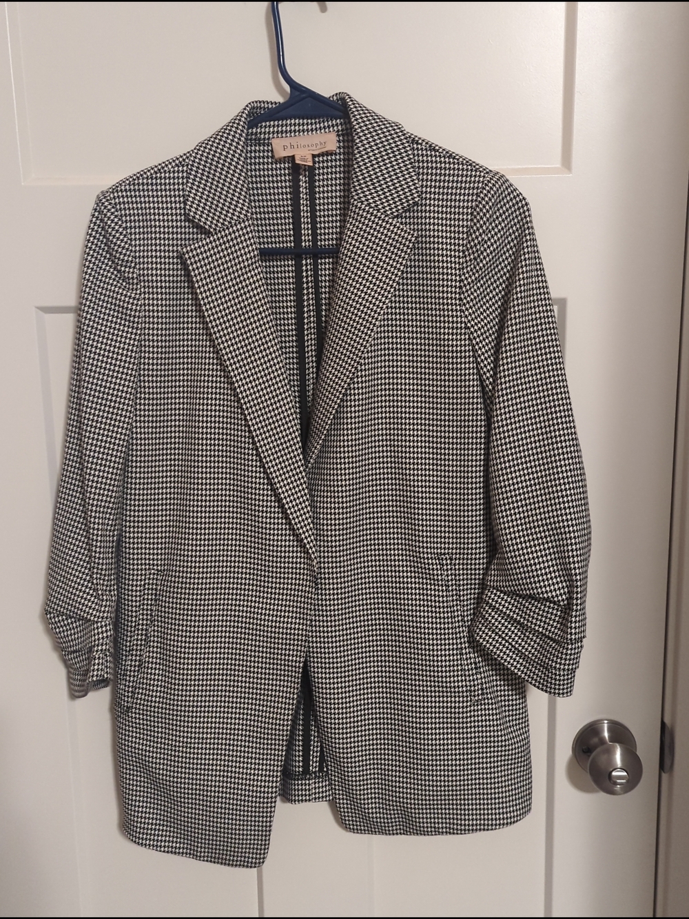Philosophy Black & White Houndstooth Blazer Jacket